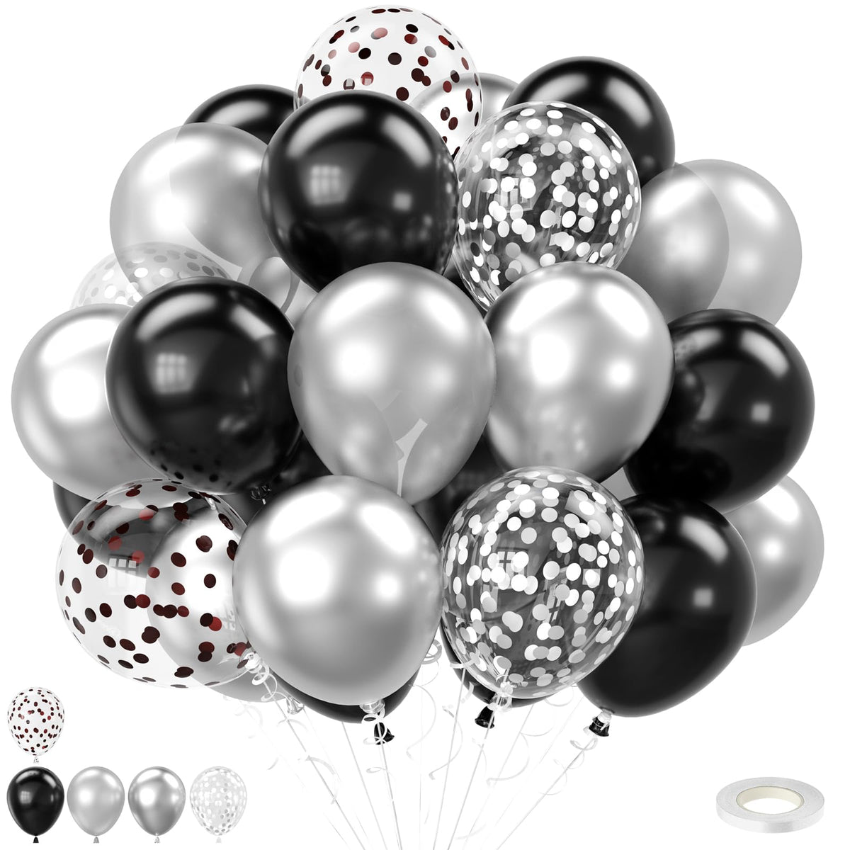 FEYG black-silver confetti balloon enhances 30pcs party decor