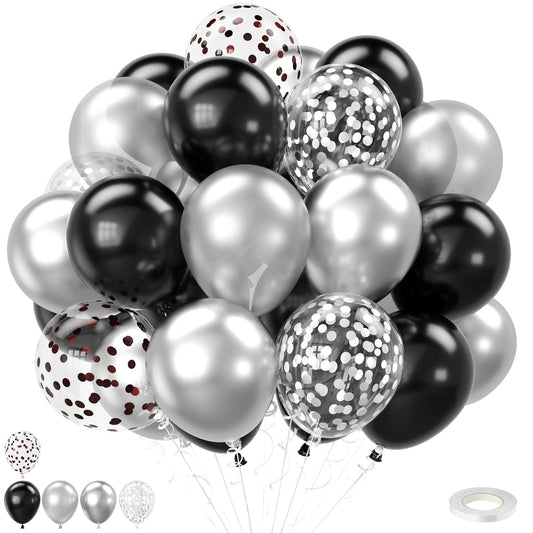 FEYG black-silver confetti balloon enhances 30pcs party decor