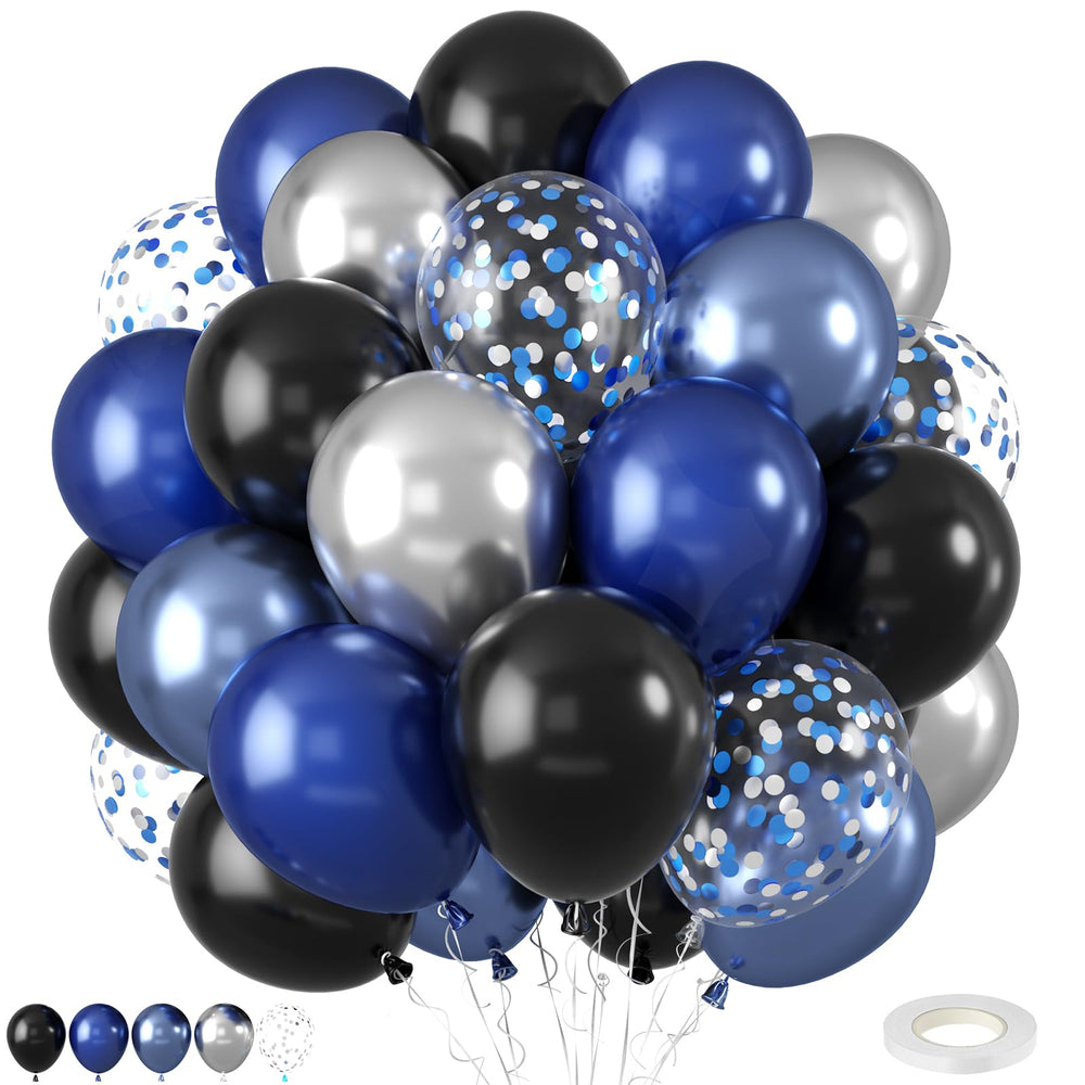 FEYG blue and black balloons pack for stylish party decor.