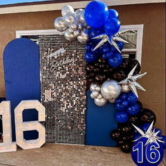 FEYG blue-silver confetti balloons create eye-catching moments.