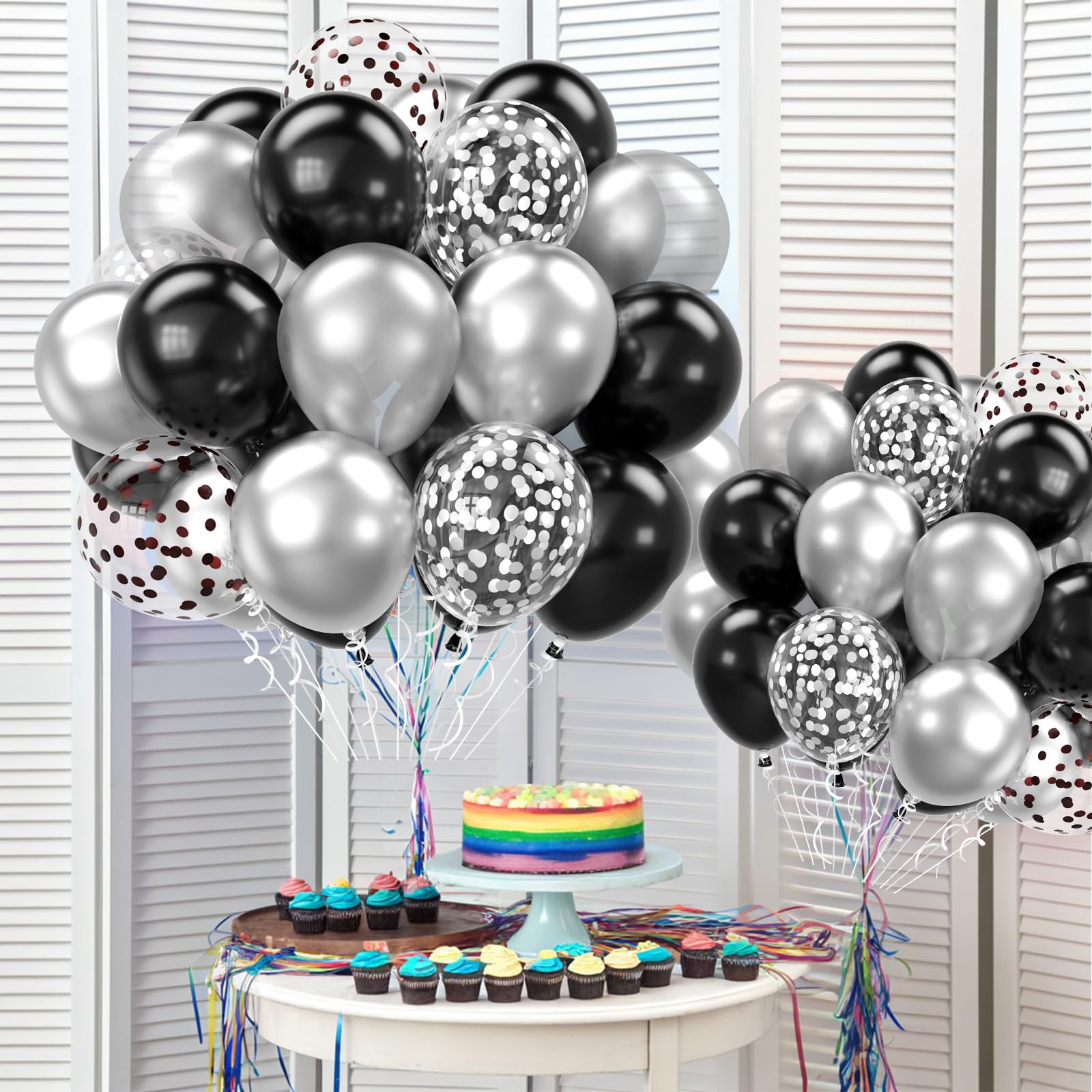 FEYG black-silver balloons suitable for graduation or birthday celebrations