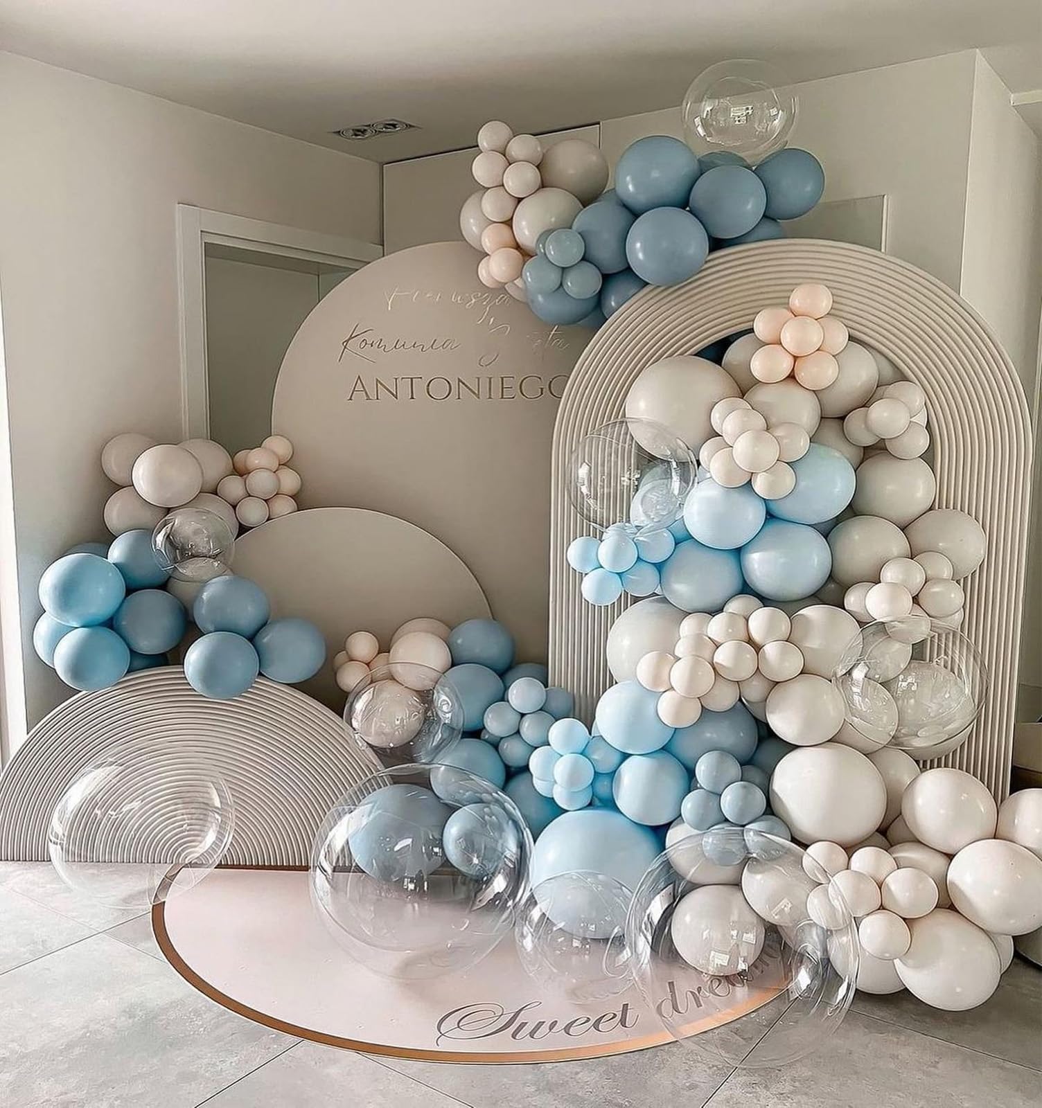 FEYG Dusty Blue Balloon Arch Kit baby shower decoration idea