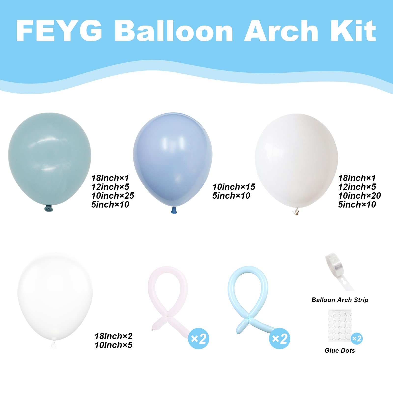 FEYG Dusty Blue Balloon Arch Kit garland option for versatile décor