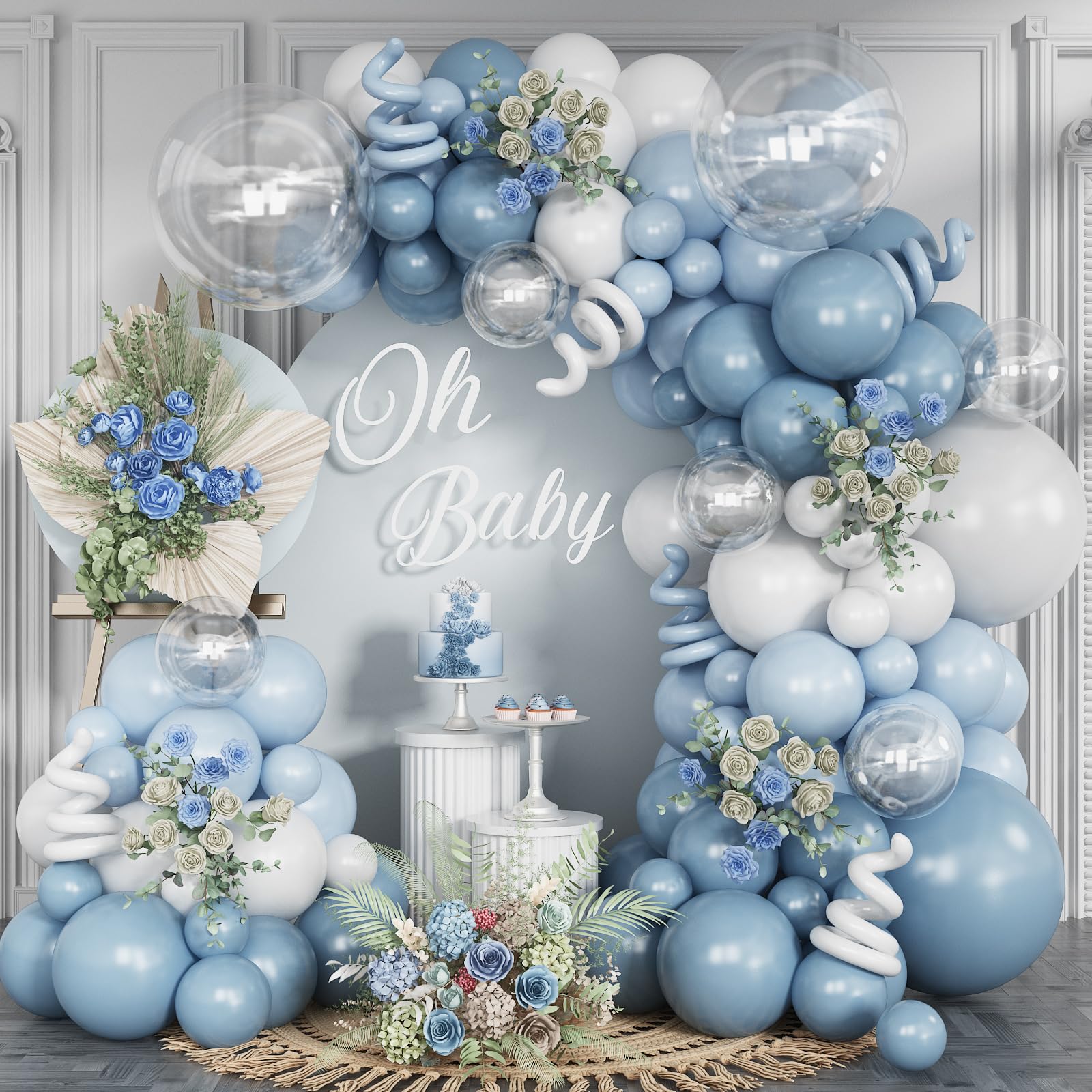 FEYG Dusty Blue Balloon Arch Kit for easy, stylish main setup