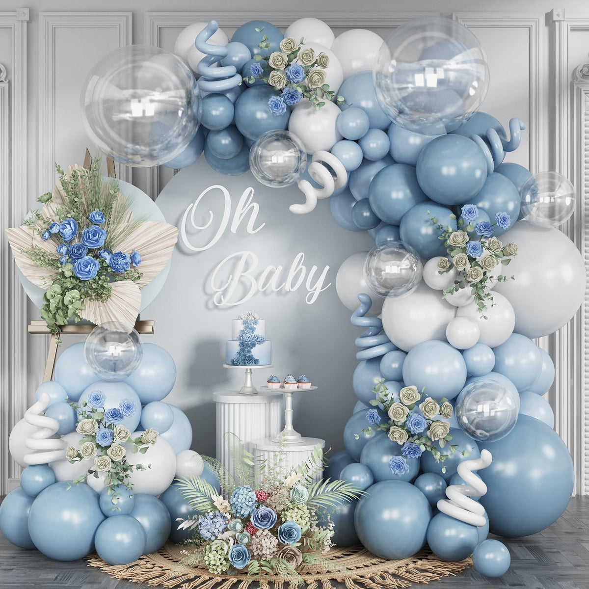FEYG Dusty Blue Balloon Arch Kit for easy, stylish main setup