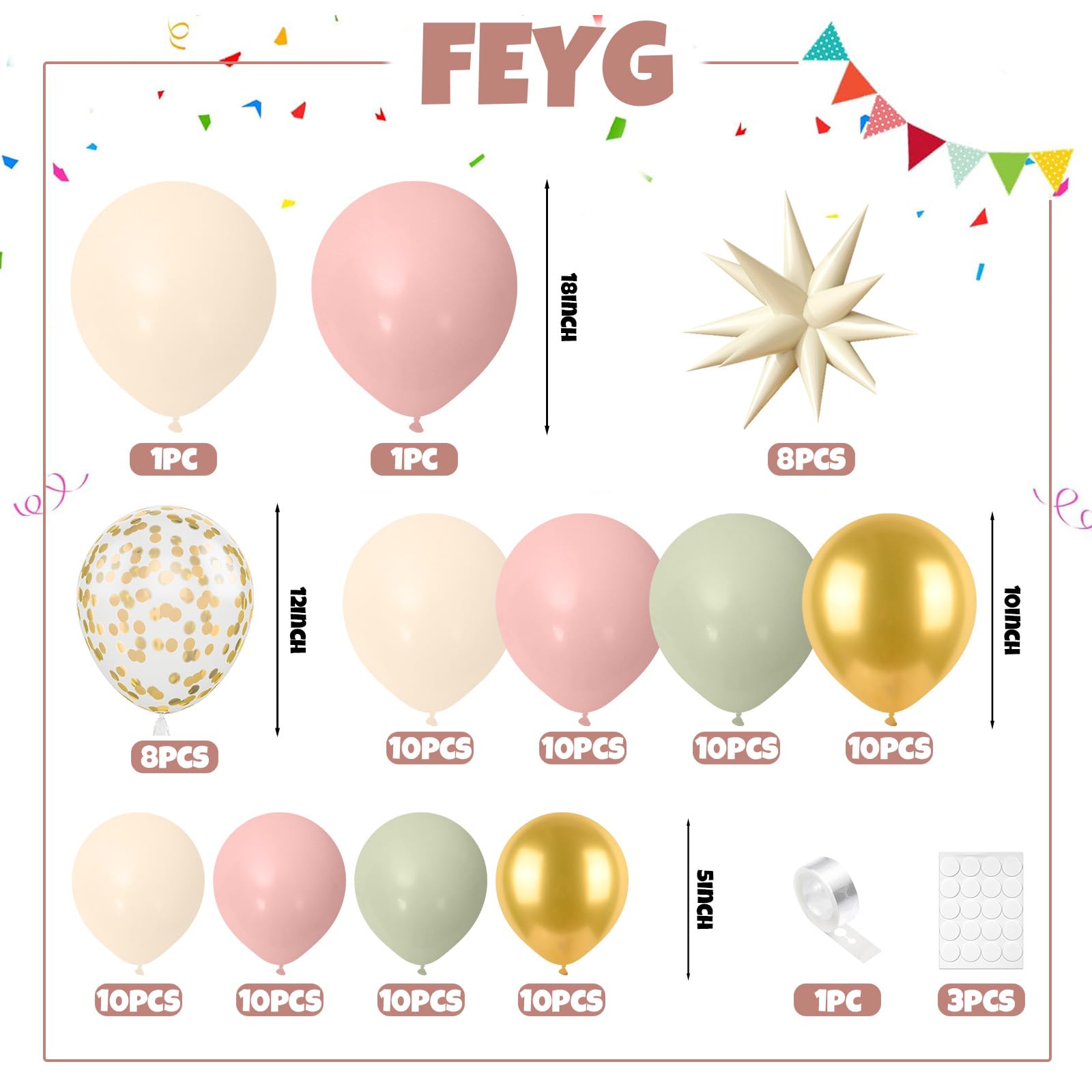 FEYG dusty pink and sand white balloons create chic accents