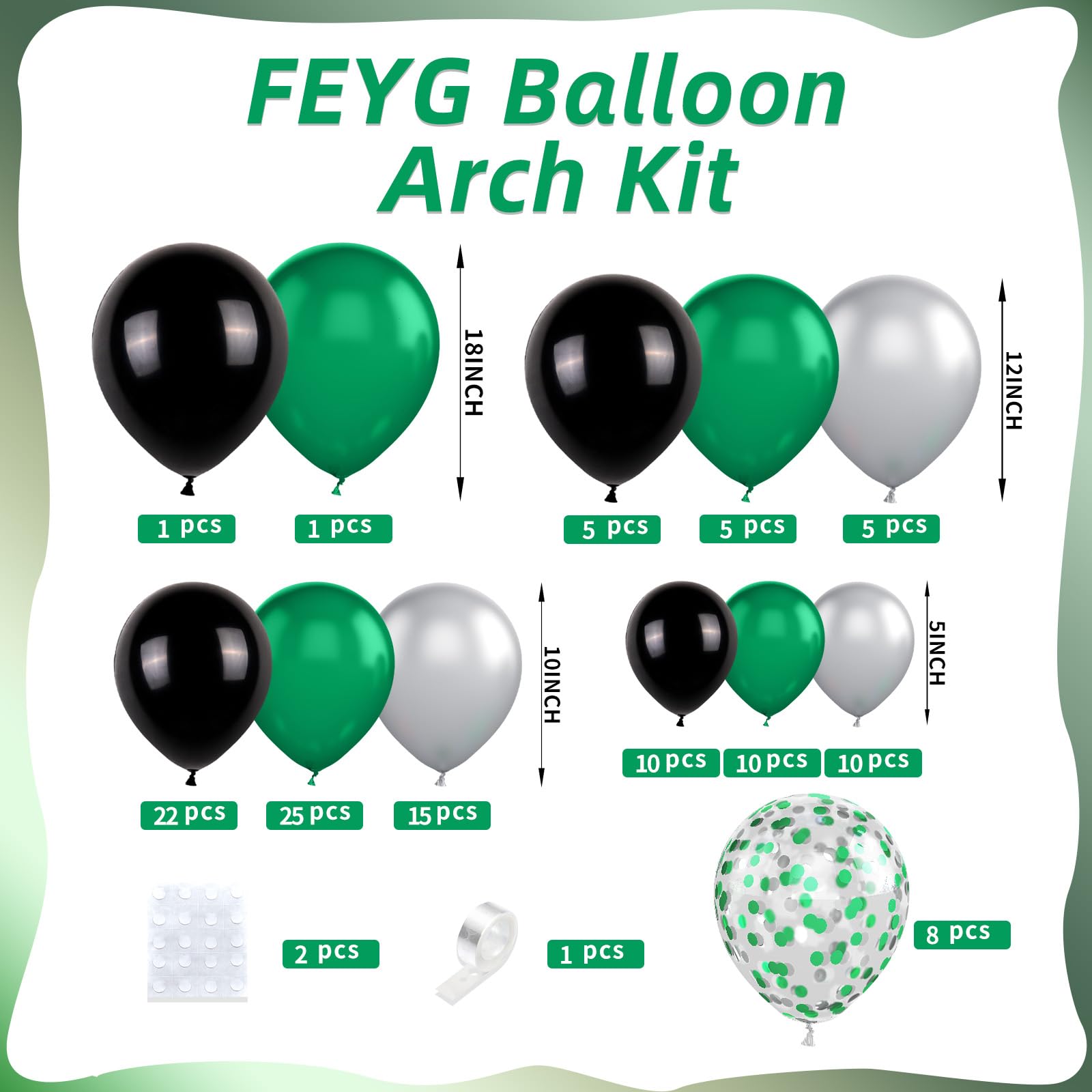 FEYG green-black balloon garland provides a chic focal point for celebrations.