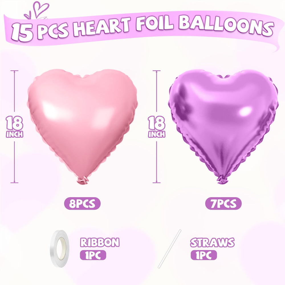 FEYG heart-shaped foil balloons with self-sealing valve for easy inflation and reuse.
