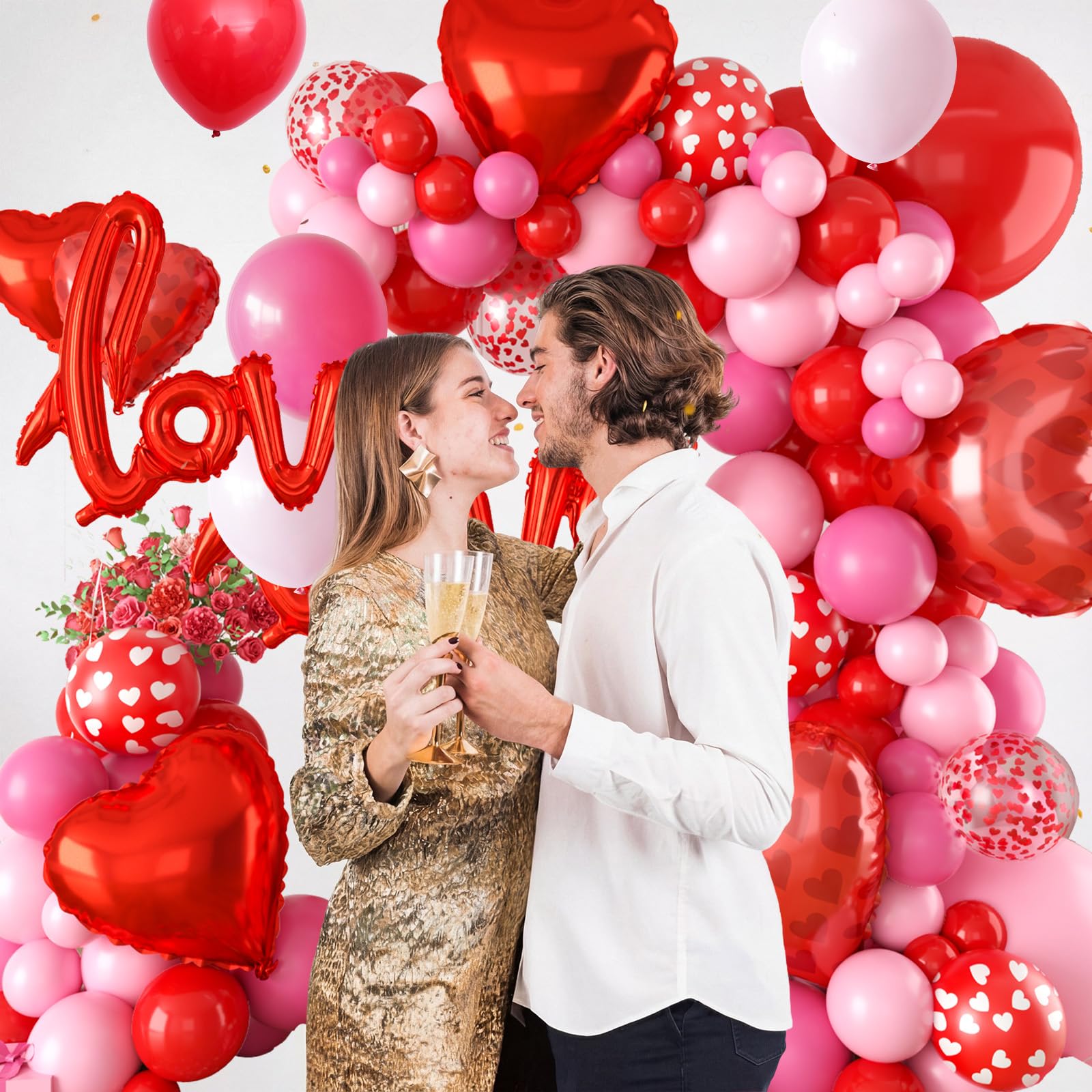 FEYG heart foil balloons serve as charming accents for Valentine’s Day.