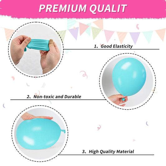 FEYG metallic blue balloon close-up highlighting glossy finish for elegant celebrations.