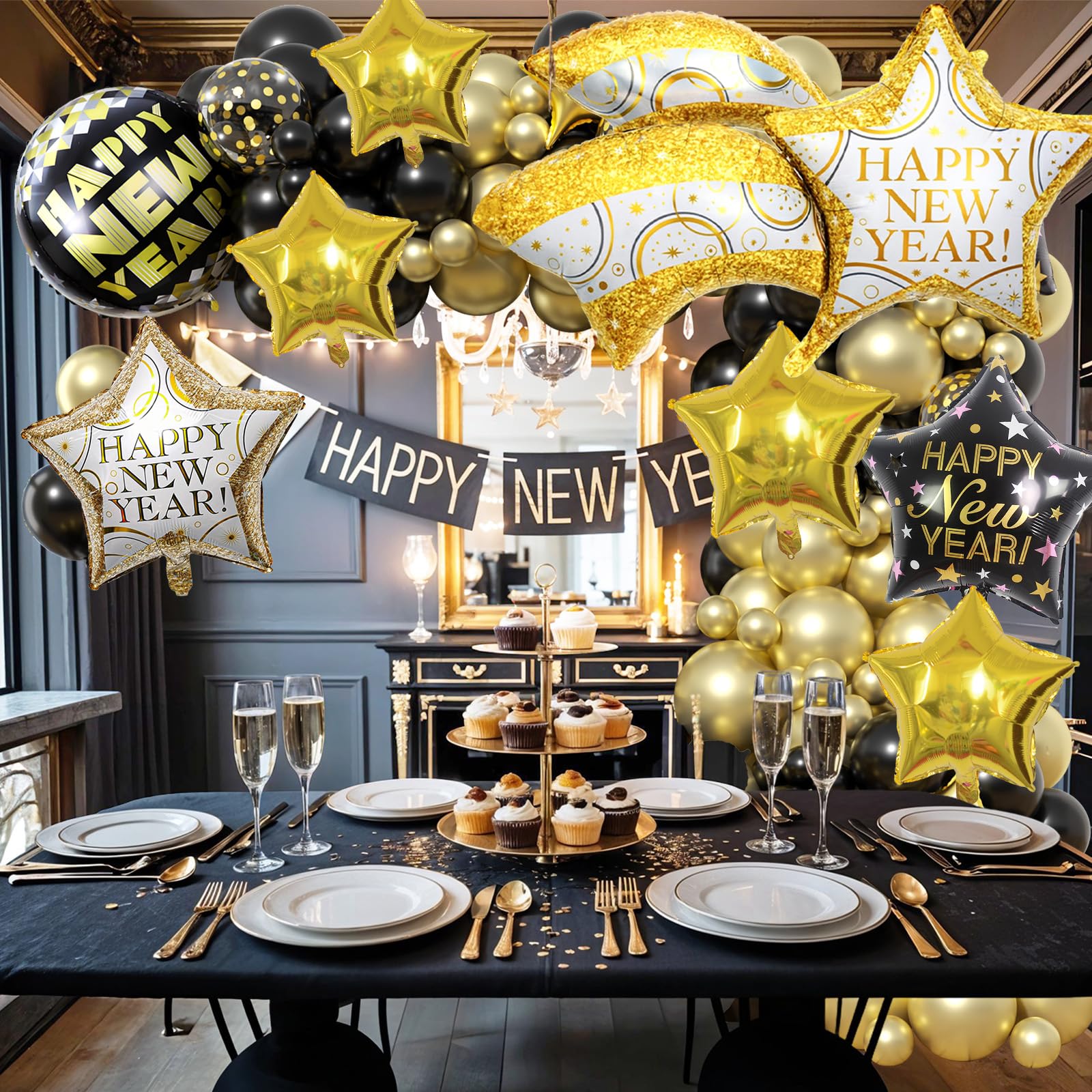 FEYG new year star foil balloon brings festive shine to events.