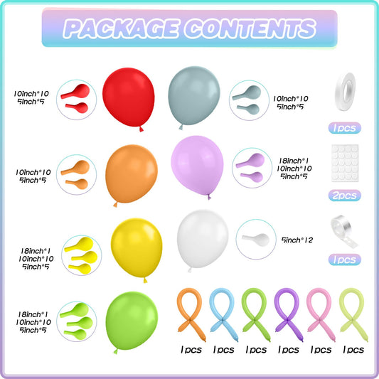 FEYG rainbow arch balloons in multiple sizes for versatile decorating.