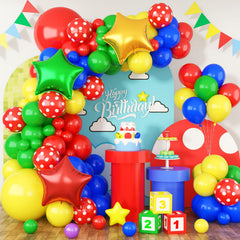 FEYG red blue green yellow balloon kit setup-friendly colors for a lively party decor.