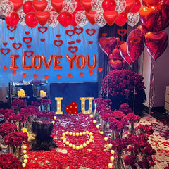 Fezava red artificial rose petals for lush decorating accents.