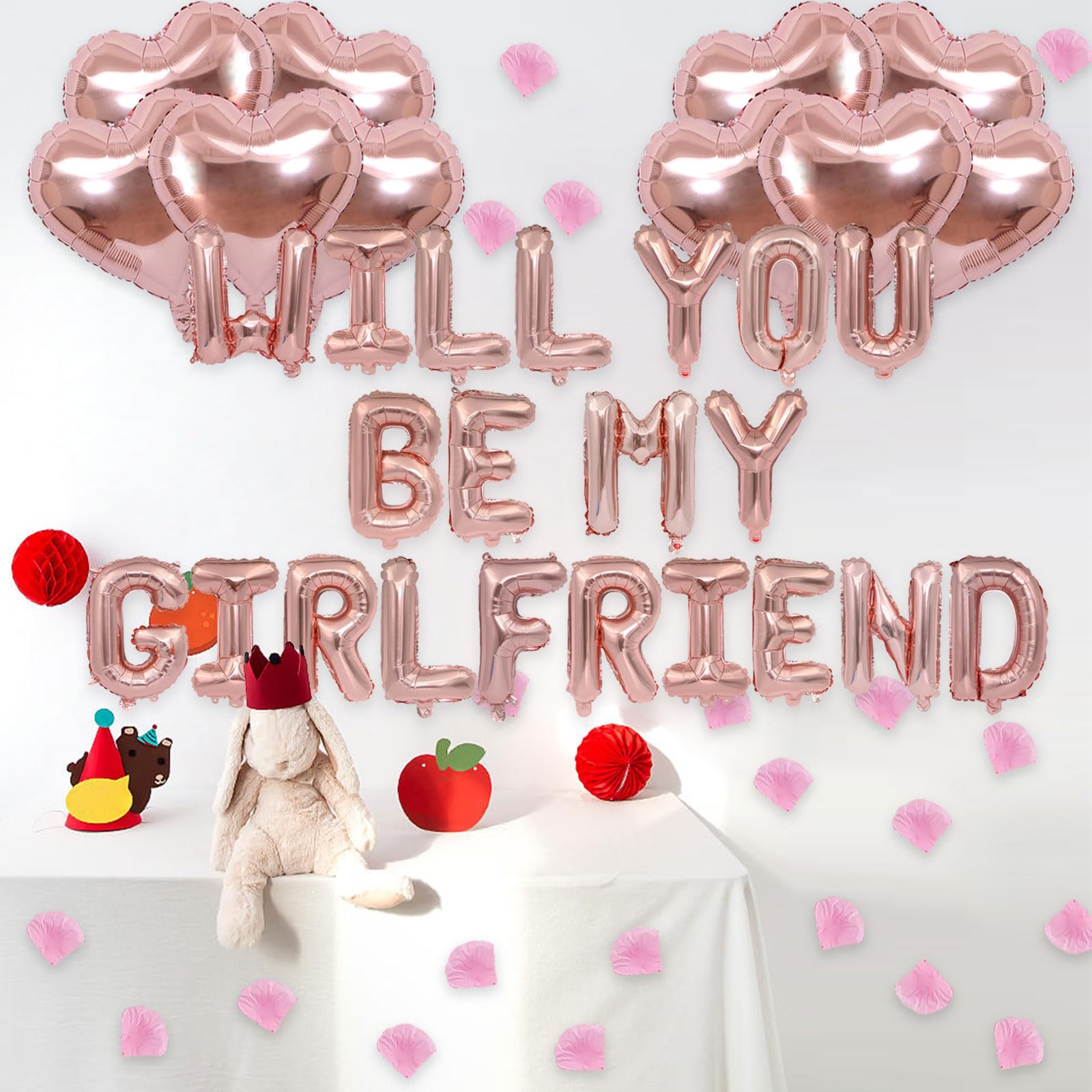 Fezava rose gold balloon arch setup creates a stunning backdrop