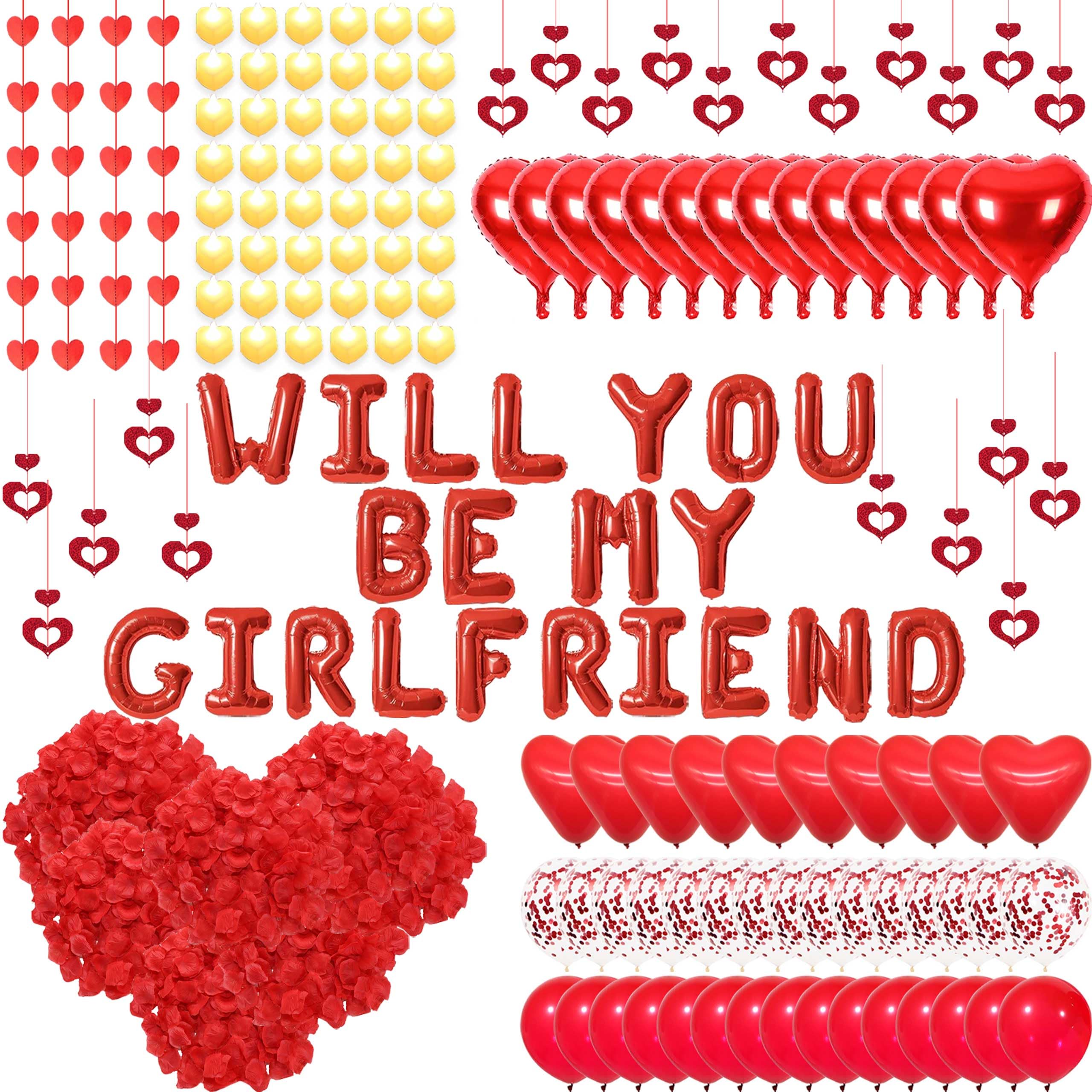 Fezava red will you be my girlfriend balloons for a romantic proposal backdrop.