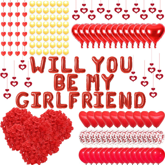 Fezava red will you be my girlfriend balloons for a romantic proposal backdrop.