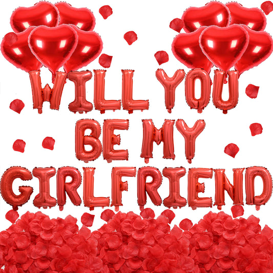 Fezava Will You Be My Girlfriend foil letter balloons for a playful romantic backdrop