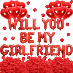 Fezava Will You Be My Girlfriend foil letter balloons for a playful romantic backdrop