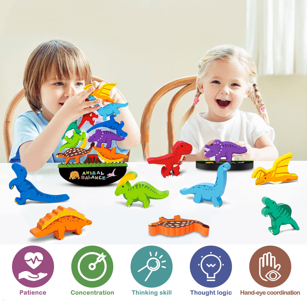 FFTROC dinosaur building blocks showcase colorful dinos, boosting color recognition and creative construction.