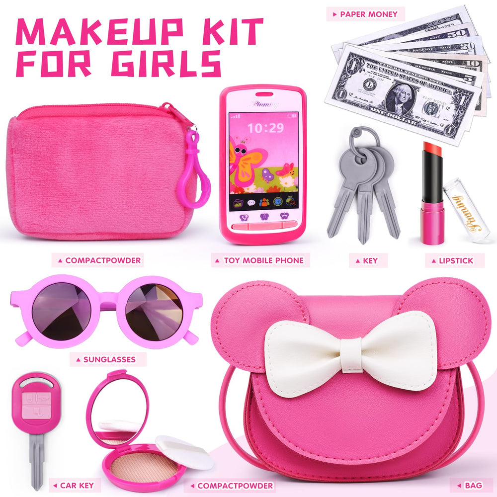 FFTROC kids makeup toy set includes phone and sunglasses for realistic play moments.