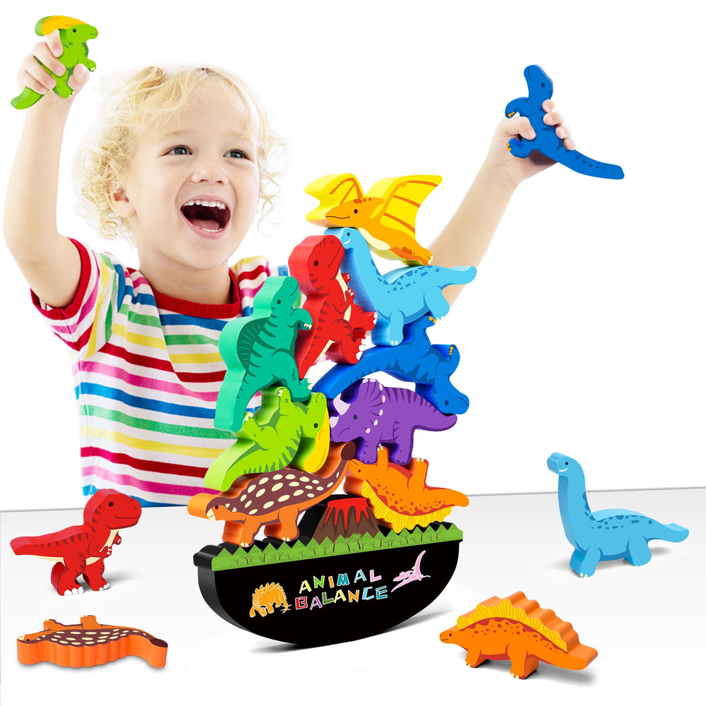 FFTROC Montessori dinosaur toy stack enhances concentration and fine motor skills during calm play.