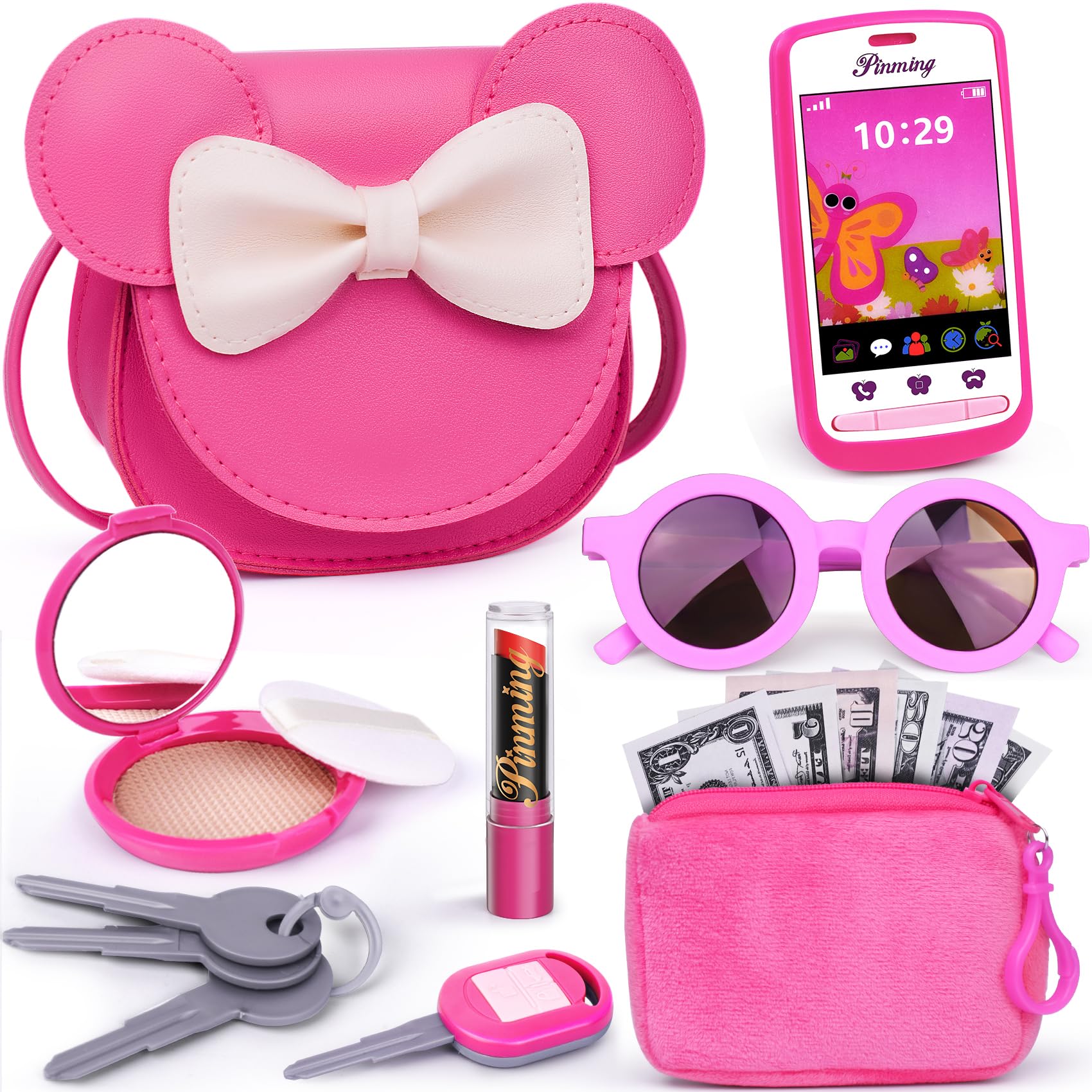 FFTROC pretend play purse set with makeup toys for kids, spark creativity and imaginative roleplay.