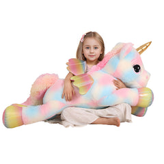 FFxiong giant unicorn plush close-up shows soft fabric