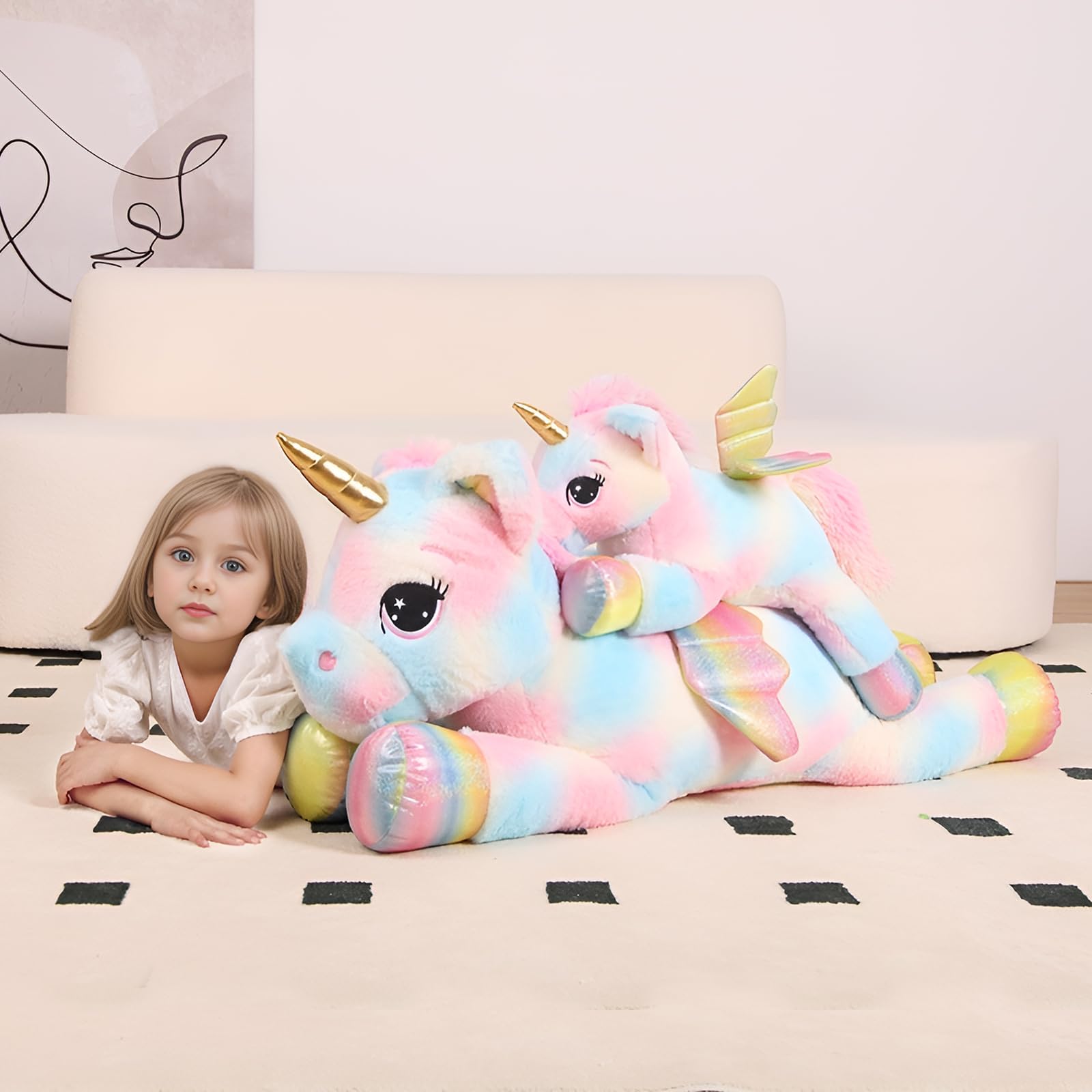 FFxiong unicorn plush gift-ready packaging on display