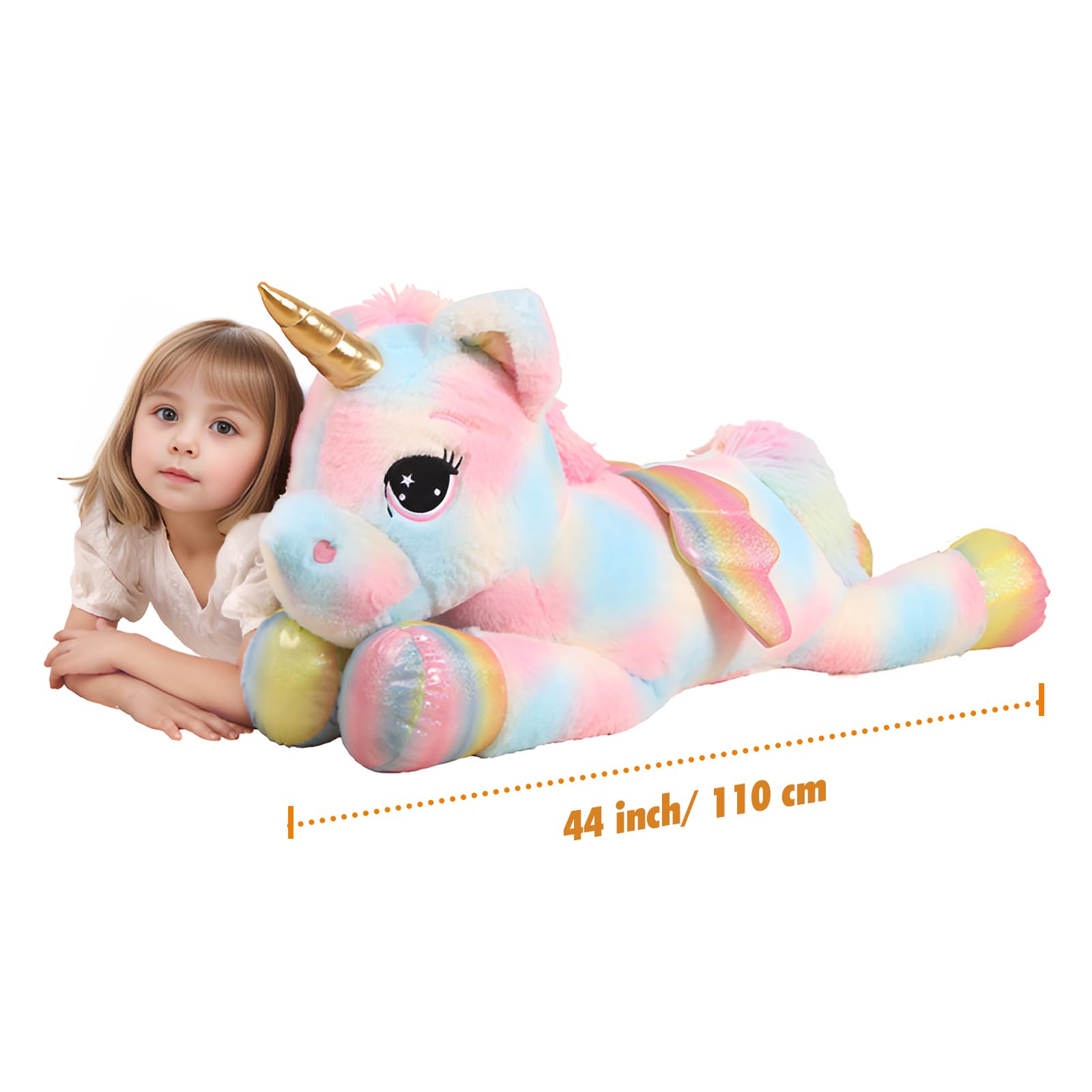 FFxiong unicorn plush with rainbow wings for bedtime comfort