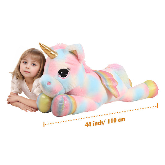 FFxiong unicorn plush with rainbow wings for bedtime comfort