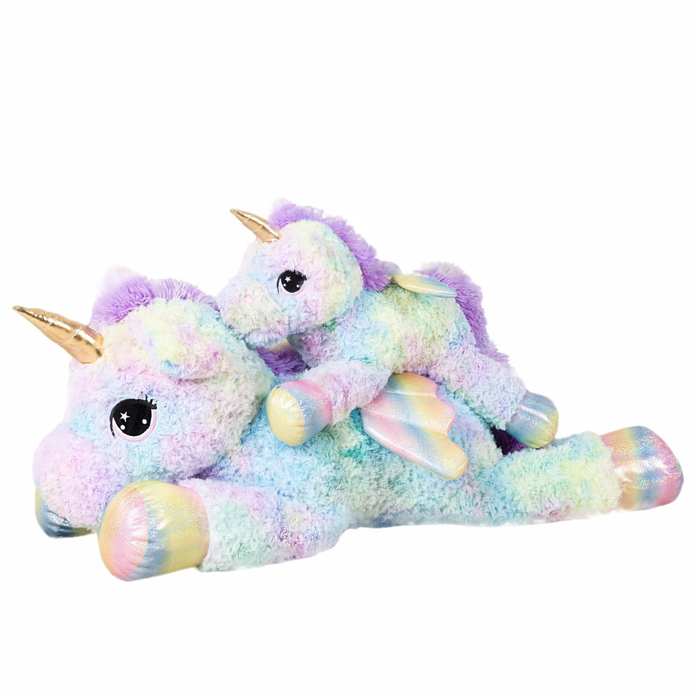 FFxiong unicorn with iridescent wings adds magical bedtime flair