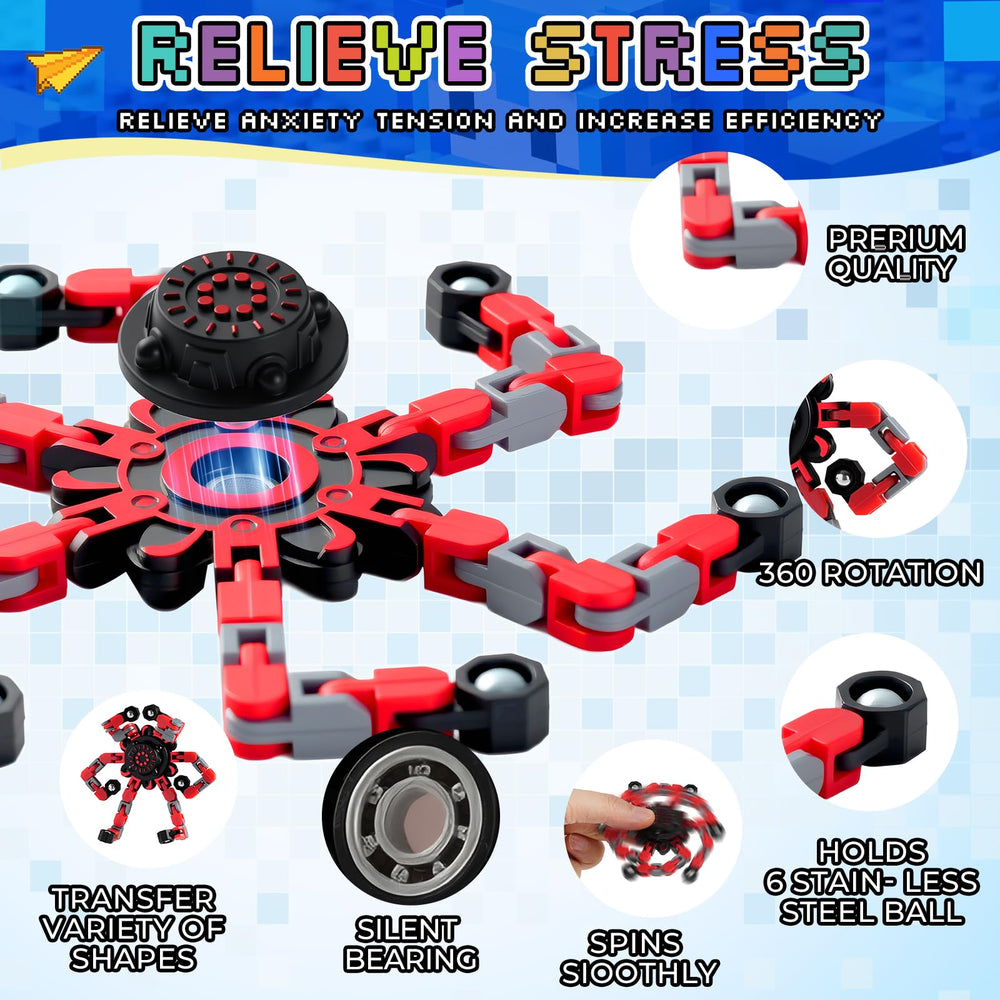 FGYLYOX 36-piece bulk pack of transformable spinners for classroom rewards and party favors.