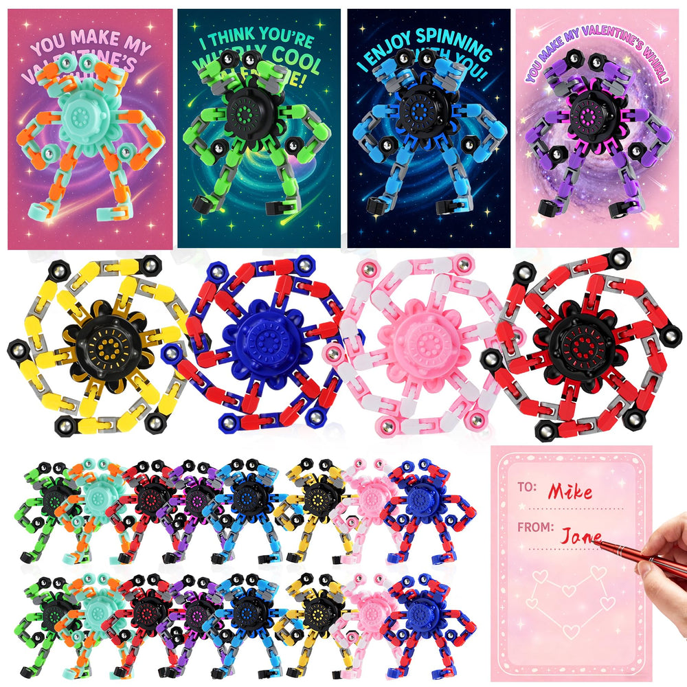 FGYLYOX transformable robot spinner card front, a fun classroom valentines gift