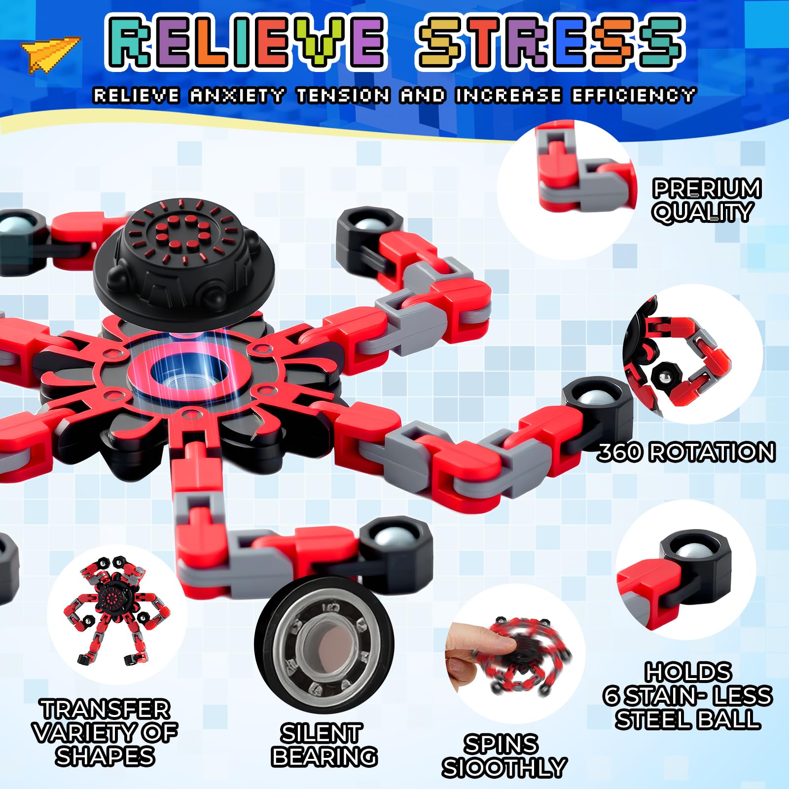 FGYLYOX red spinner variant ideal for Valentine classroom gifts.
