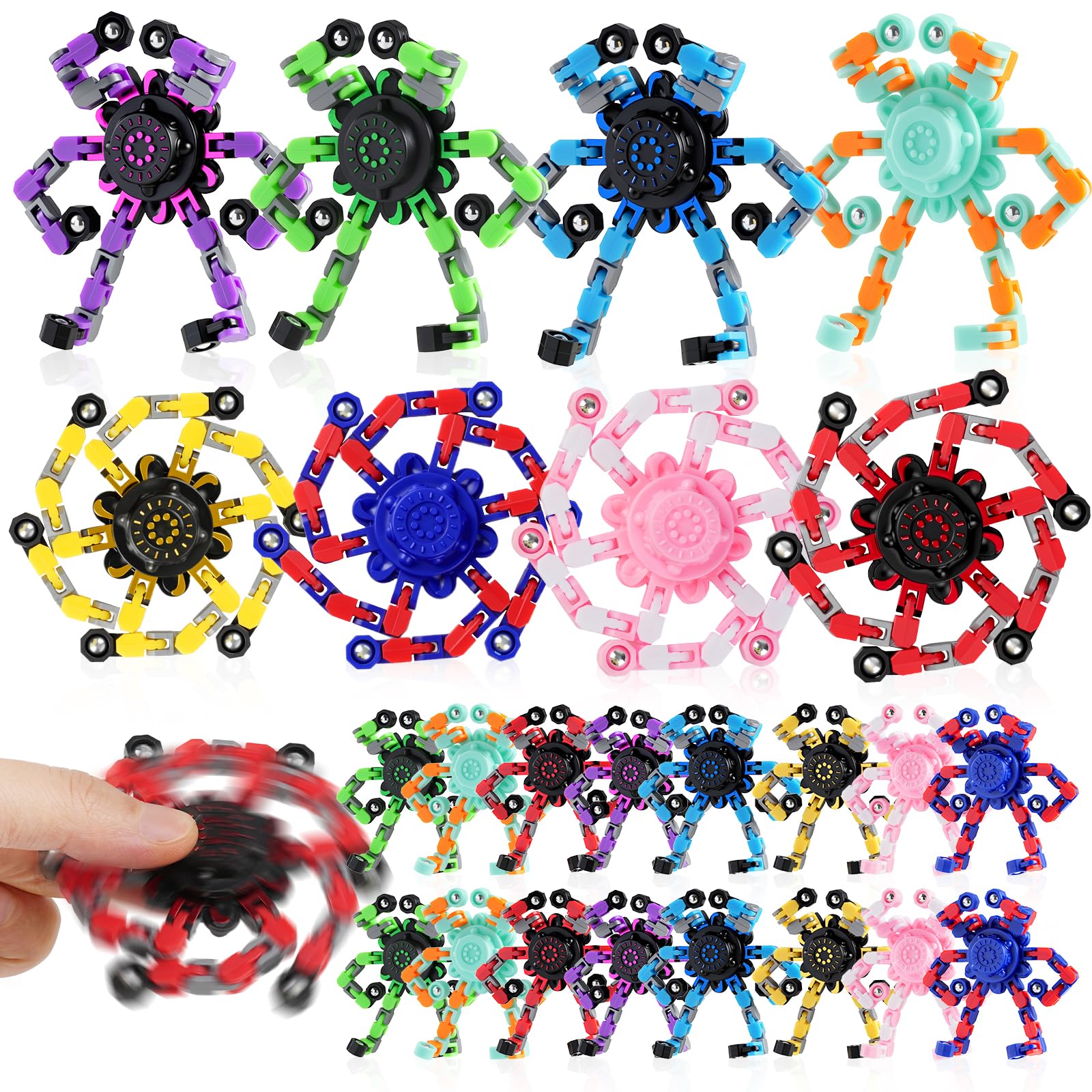FGYLYOX transformable robot spinner in action for tactile play.