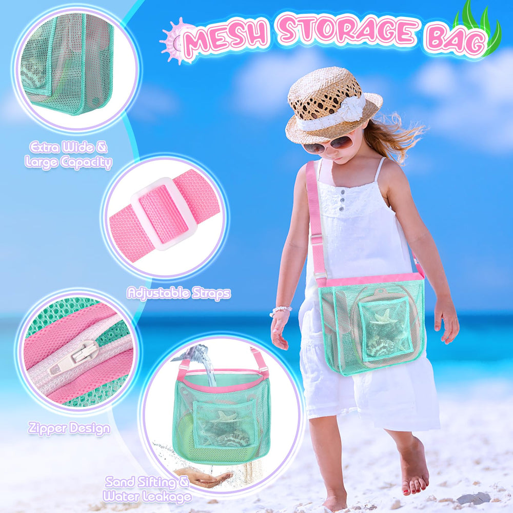 FHOZGECY mesh shell storage bag keeps shells organized and dry.