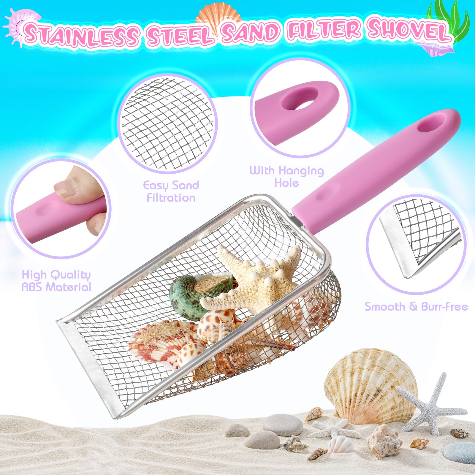 FHOZGECY metal beach mesh shovel, durable for daily digging.