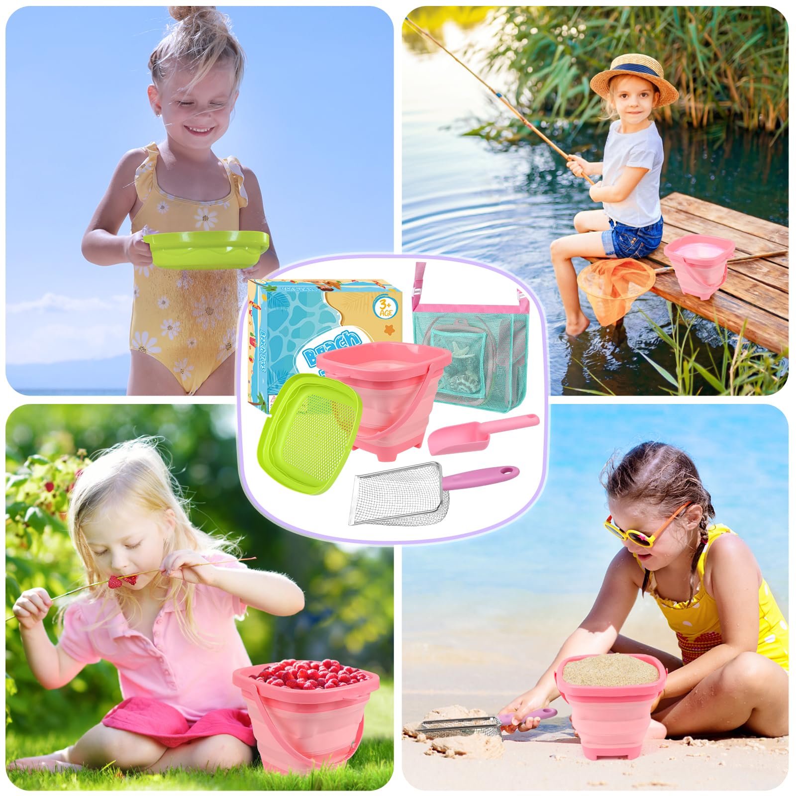 FHOZGECY shark tooth sifter helps collect small beach treasures.