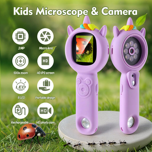 FHskFH Kids Microscope delivers 500x magnification for detailed close-ups of tiny samples.