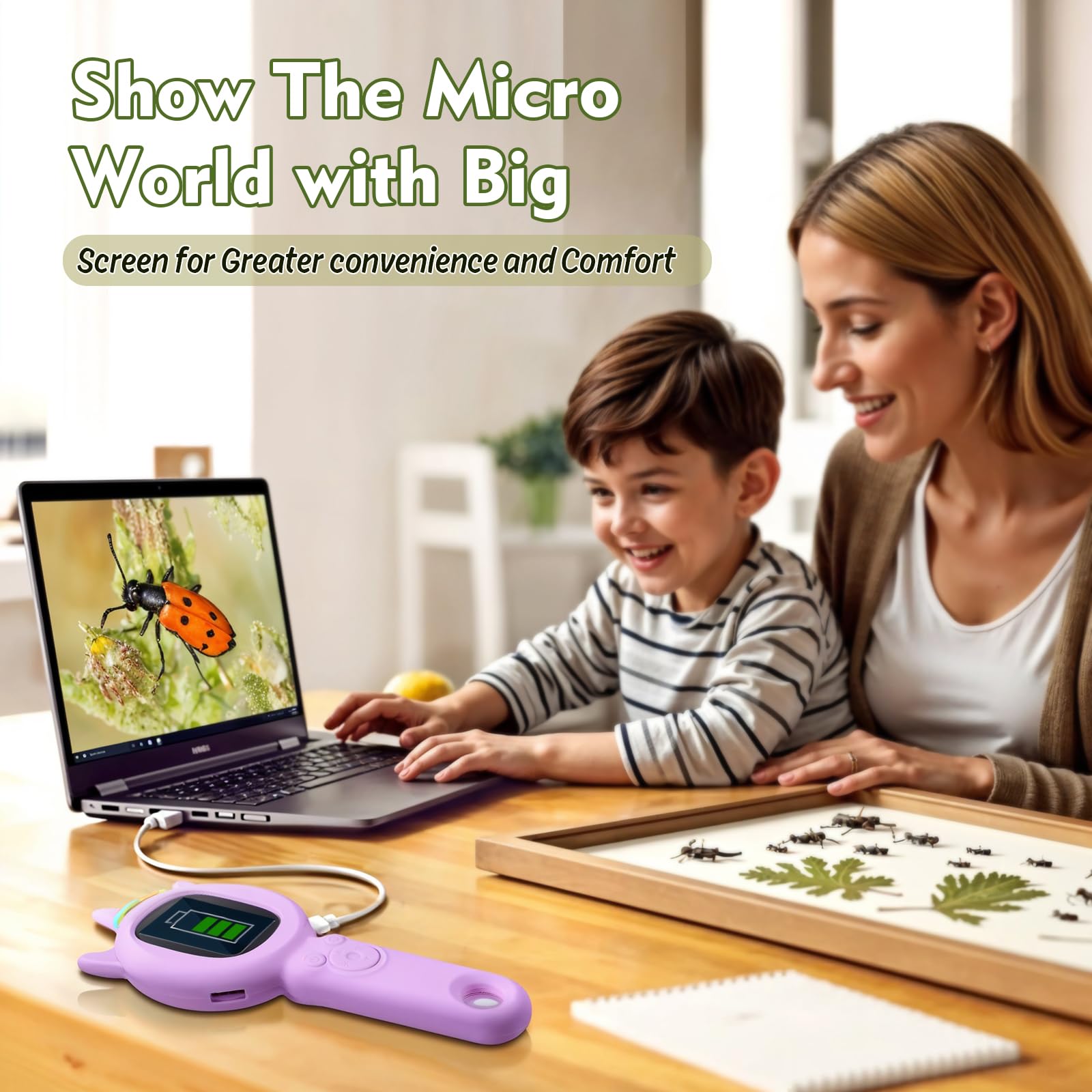 FHskFH Kids Microscope is portable and kid-friendly for science on the go.