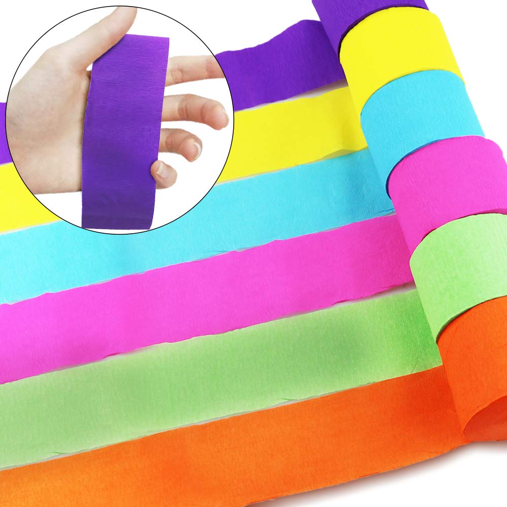 FHzytg crepe paper streamers provide bright, textured rainbow accents.