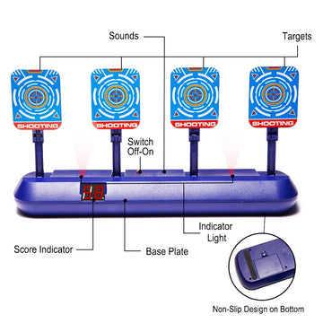Fibevon Nerf auto-reset mechanism restarting targets within seconds for continuous play.