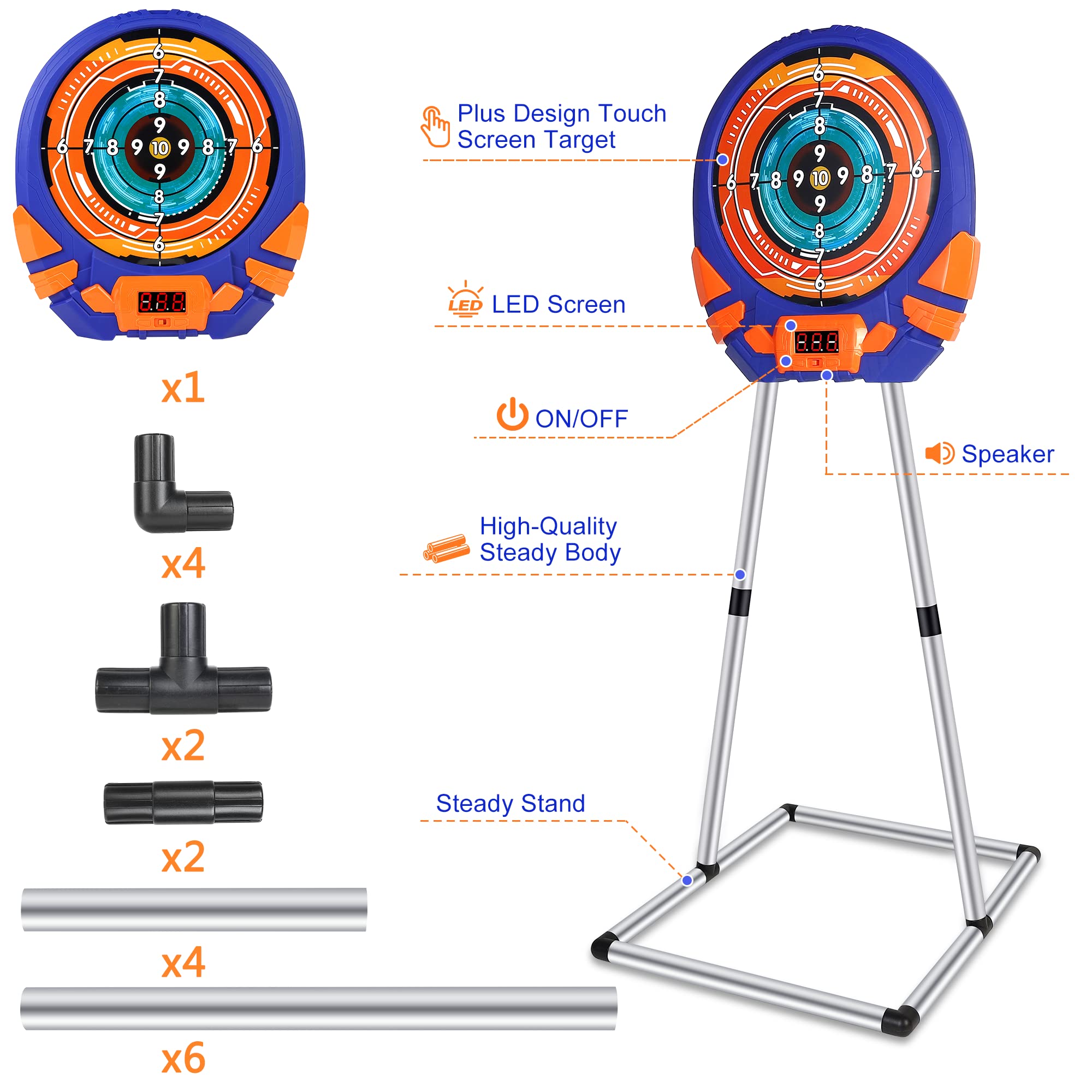 Fibevon shooting target on a detachable stand ready for flexible room setup.