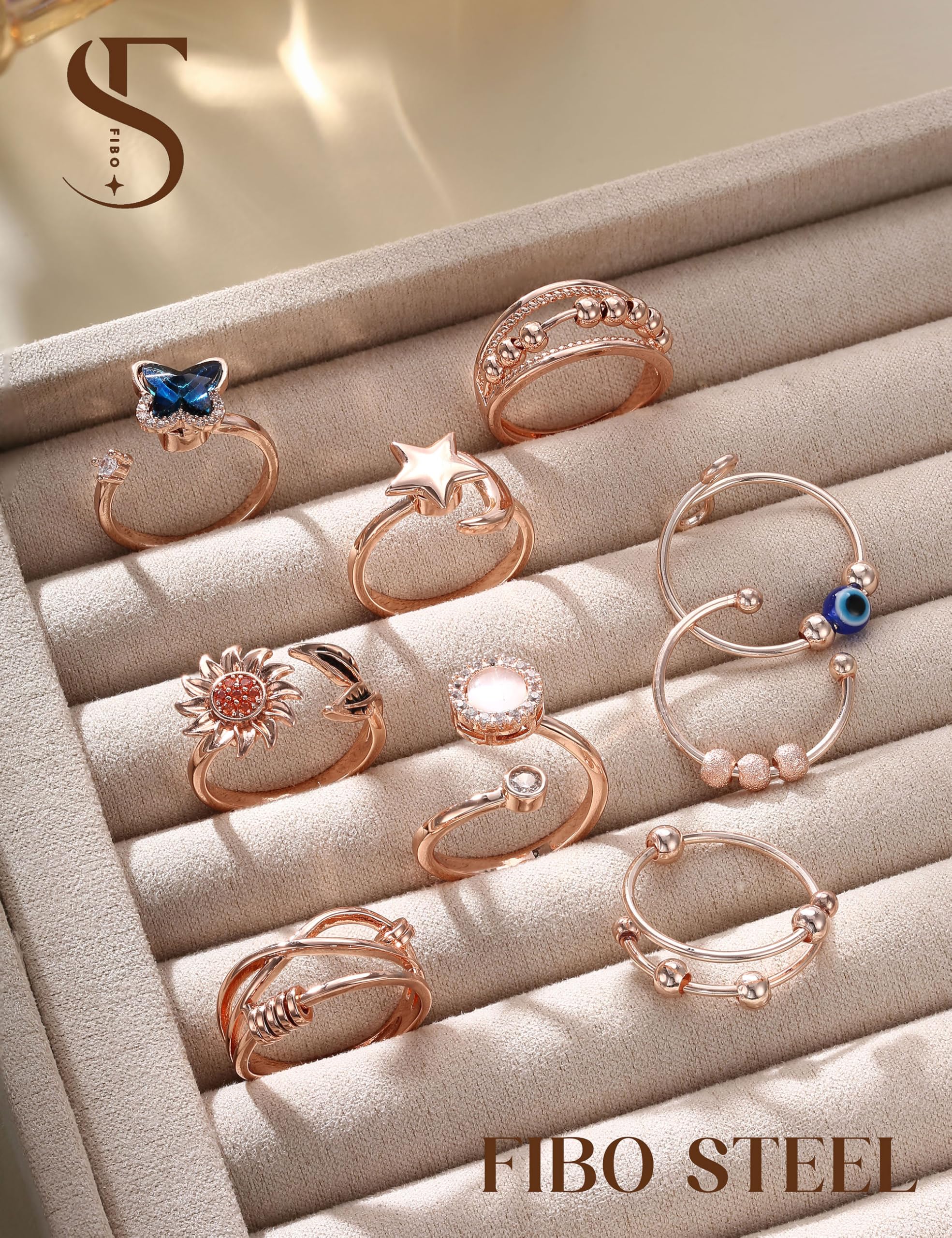 FIBO STEEL adjustable-fit ring suits most sizes for everyday wear.
