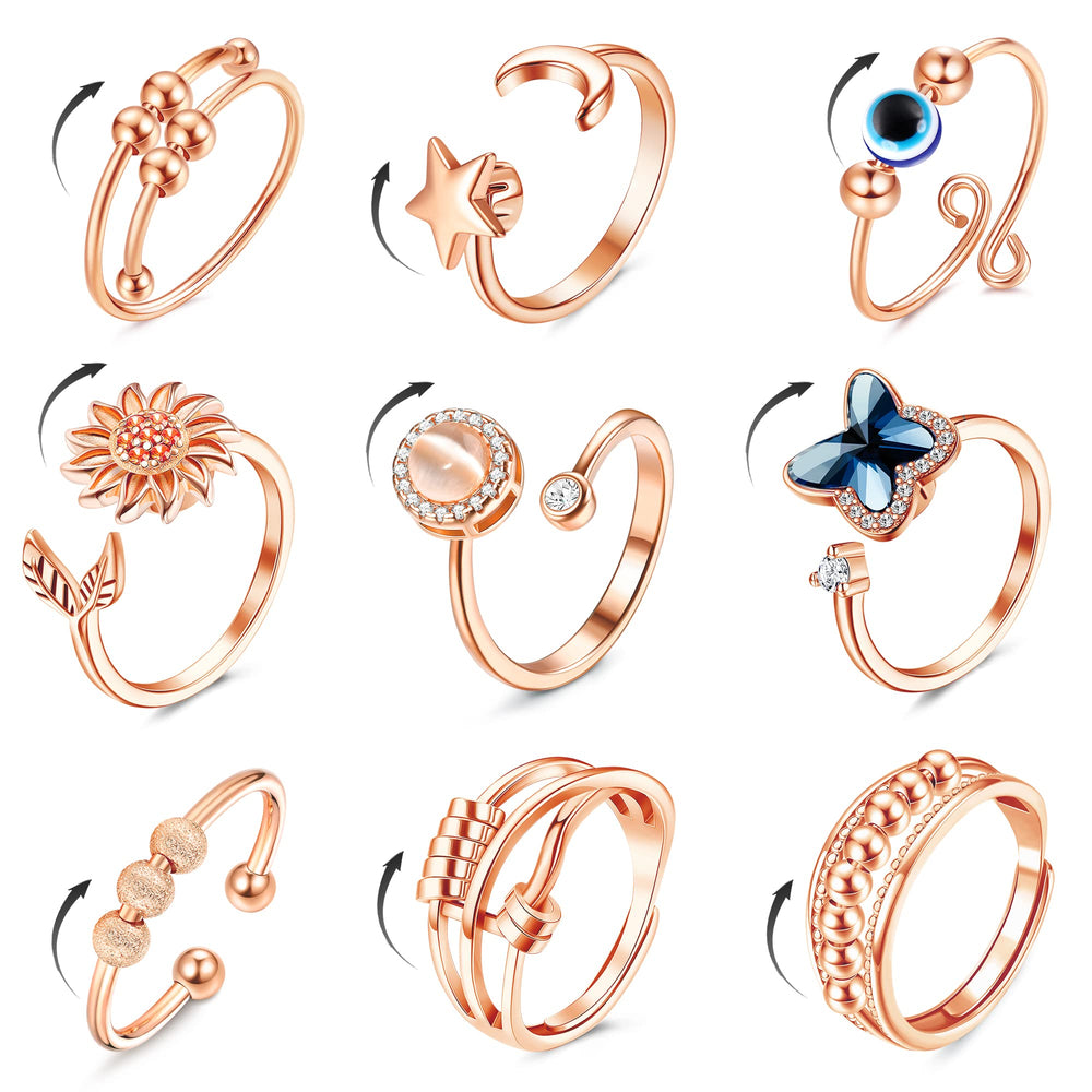 FIBO STEEL sunflower fidget ring for daily wear and focus.