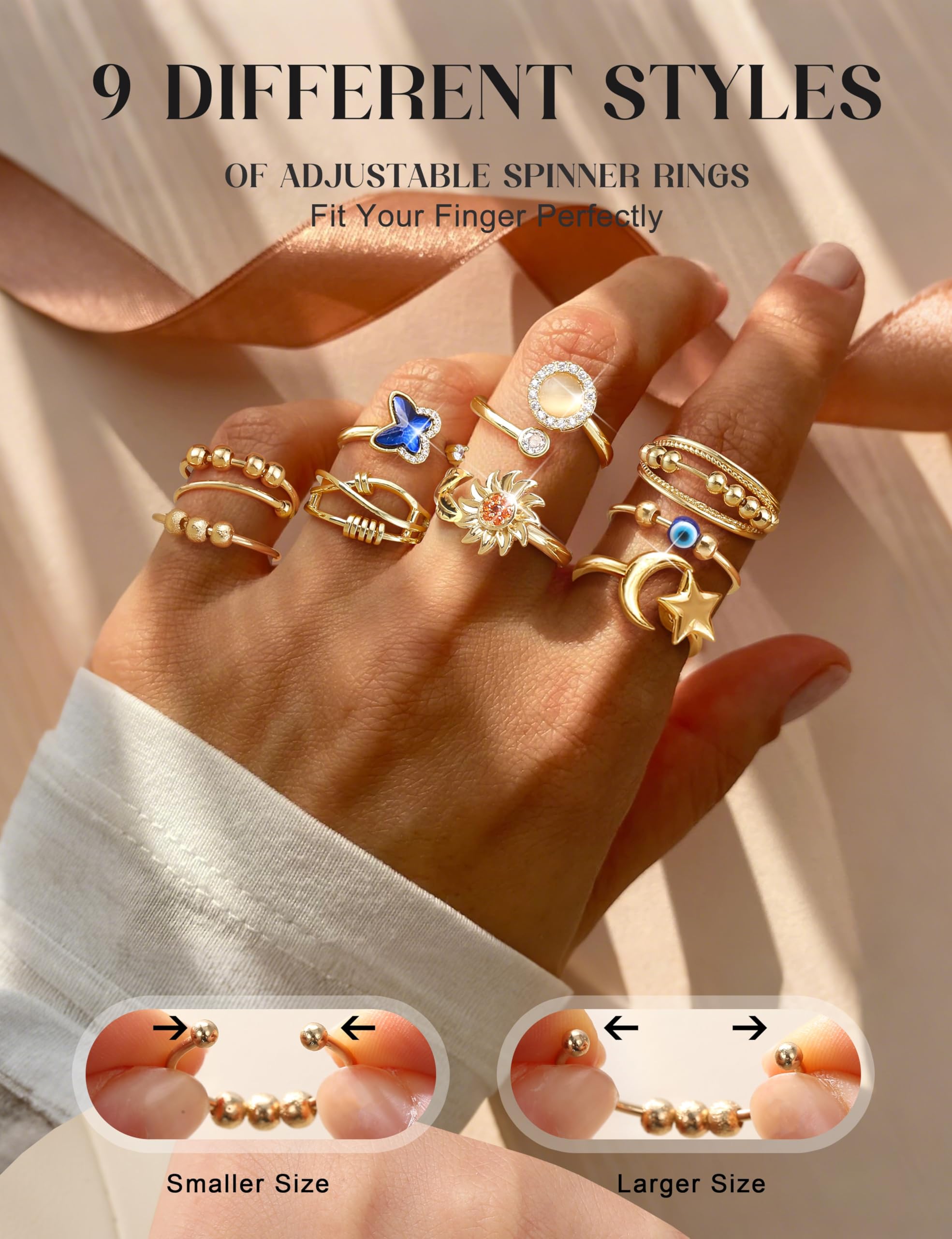 FIBO STEEL moon star ring adds whimsy and calming surface play.