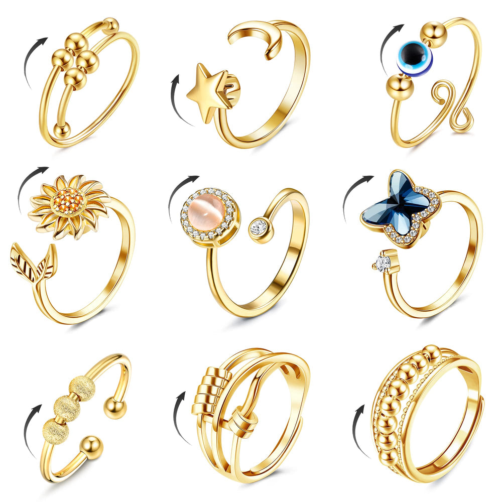 FIBO STEEL sunflower fidget ring for discreet stress relief during meetings.