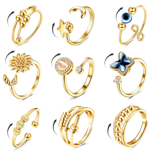 FIBO STEEL sunflower fidget ring for discreet stress relief during meetings.