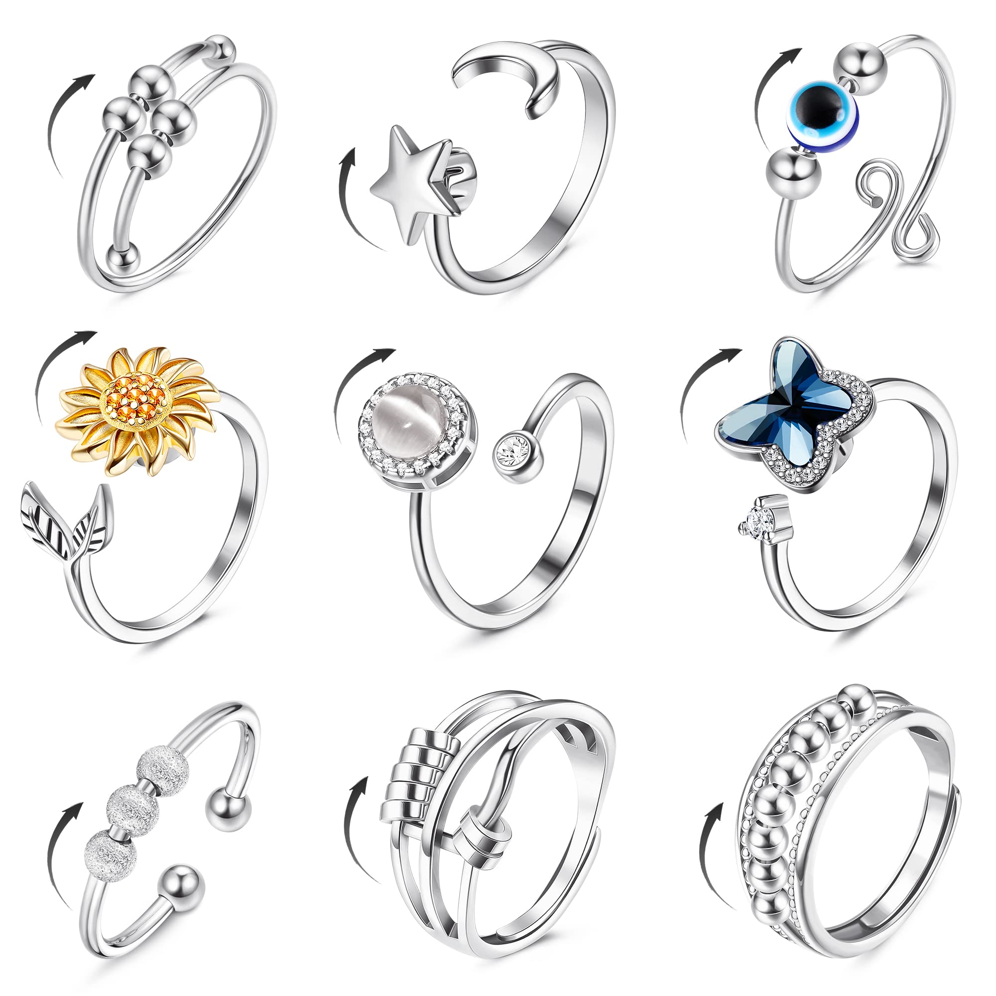 FIBO STEEL sunflower fidget ring promotes discreet anxiety relief and daily style